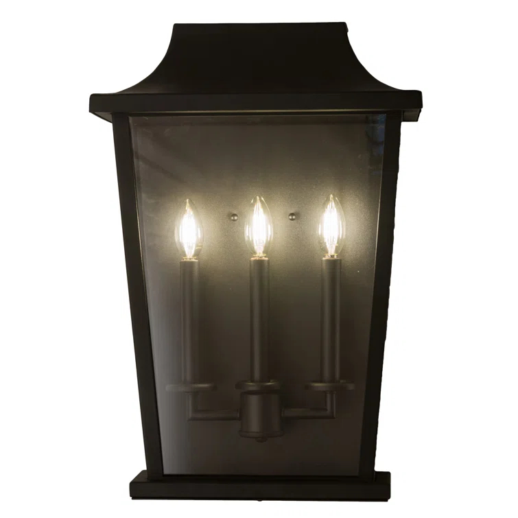 Omega 3-Light Black and Bronze Wall Sconce