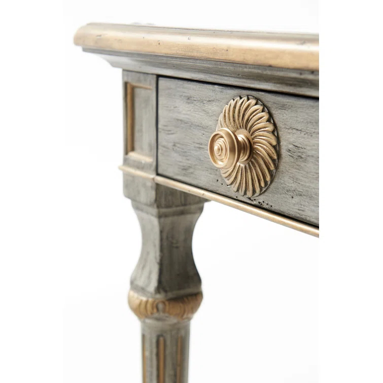 Classic Yet Casual Country House Grey Gilt Console Table with Storage