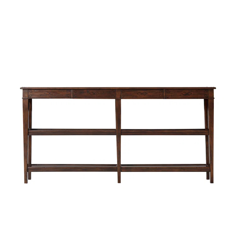 Mahogany Wood Console Table with Storage Drawers