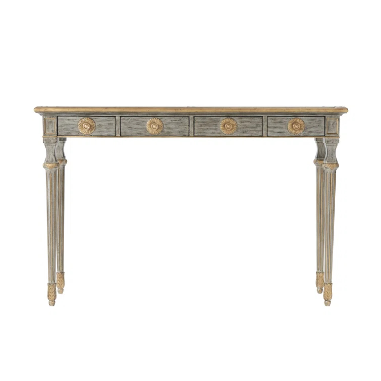 Classic Yet Casual Country House Grey Gilt Console Table with Storage
