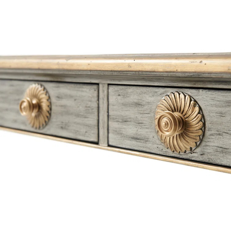 Classic Yet Casual Country House Grey Gilt Console Table with Storage