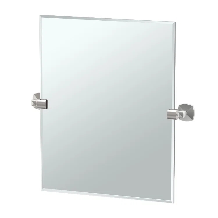 Jewel Modern Frameless Rectangle Bathroom Vanity Mirror | Pivoting and Beveled Edge