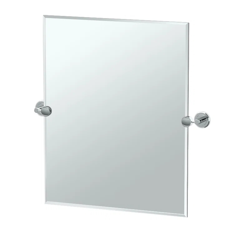 Latitude II Wall Mounted Frameless Beveled Rectangle Mirror | Pivoting Bathroom Vanity Wall Mirror