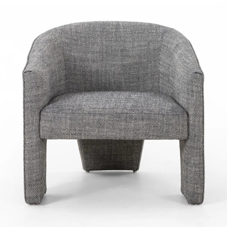 Barron Smoke Leather Barrel Chair with S-Spring Seat