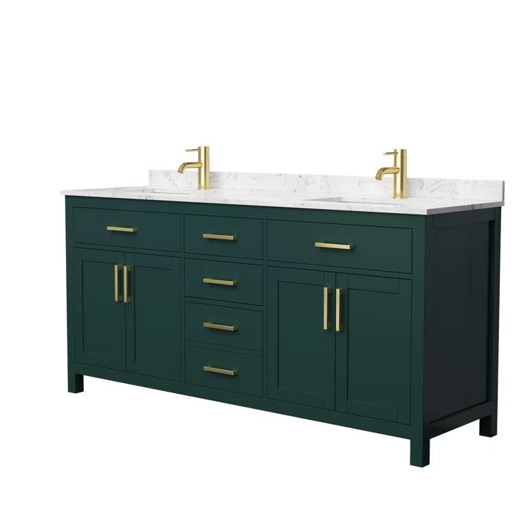 Beckett 72" Freestanding Double Bathroom Vanity with Cultured Marble Top