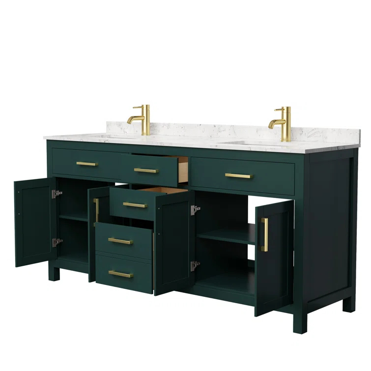 Beckett 72" Freestanding Double Bathroom Vanity with Cultured Marble Top
