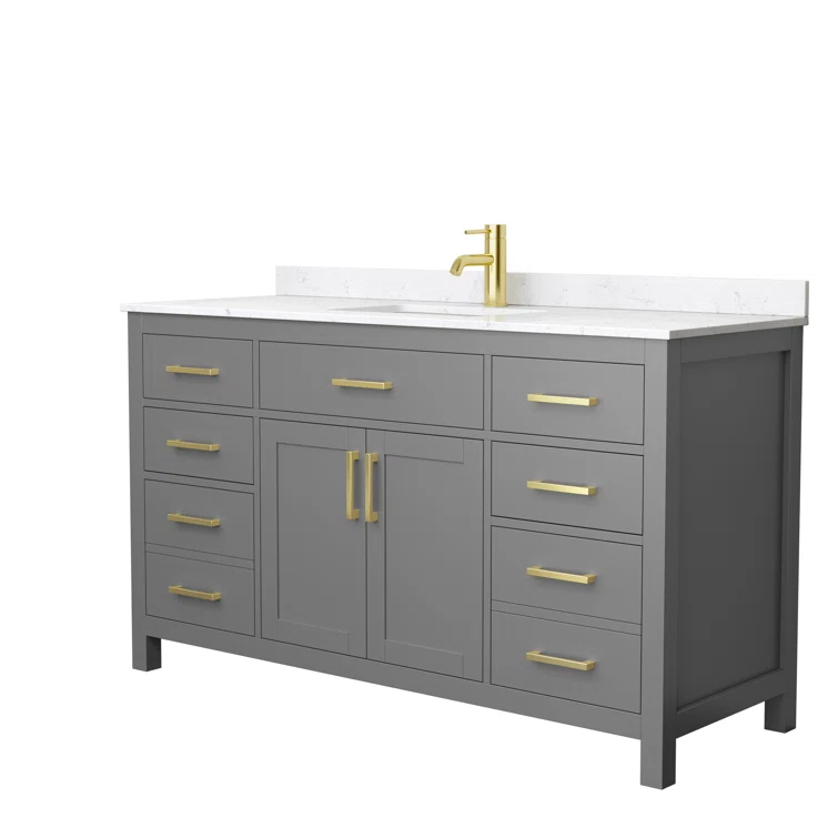 Beckett 60" Freestanding Single Bathroom Vanity with Cultured Marble Top