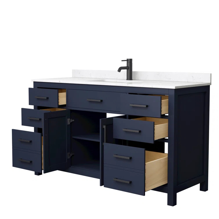 Beckett 60" Freestanding Single Bathroom Vanity with Cultured Marble Top