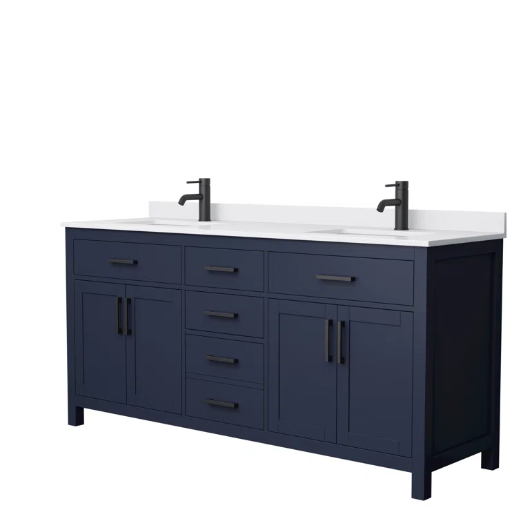 Beckett 72" Freestanding Double Bathroom Vanity with Cultured Marble Top