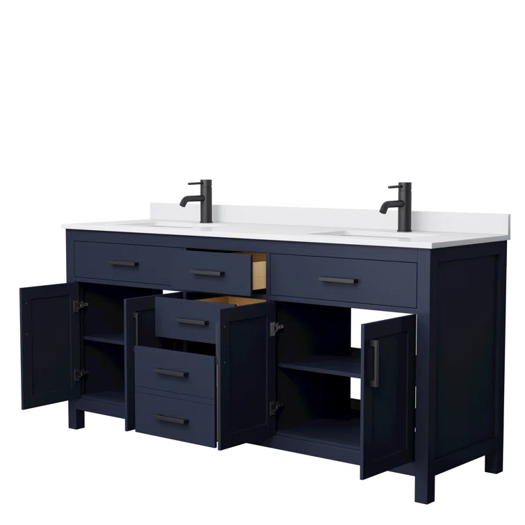 Beckett 72" Freestanding Double Bathroom Vanity with Cultured Marble Top