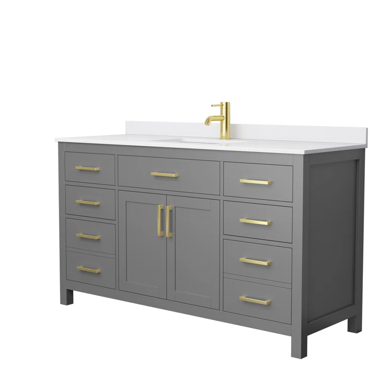 Beckett 60" Freestanding Single Bathroom Vanity with Cultured Marble Top