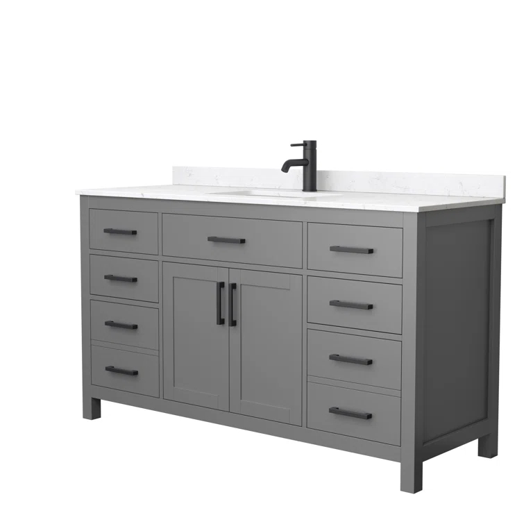 Beckett 60" Freestanding Single Bathroom Vanity with Cultured Marble Top