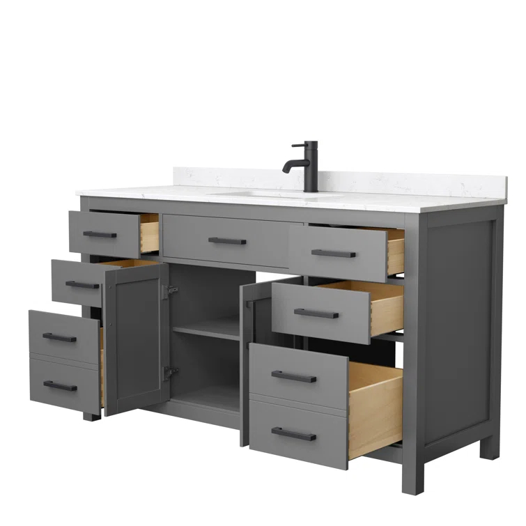 Beckett 60" Freestanding Single Bathroom Vanity with Cultured Marble Top