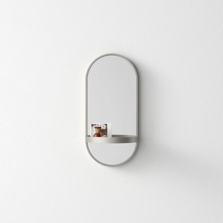Lumi Metal Flat Mirror with Shelves