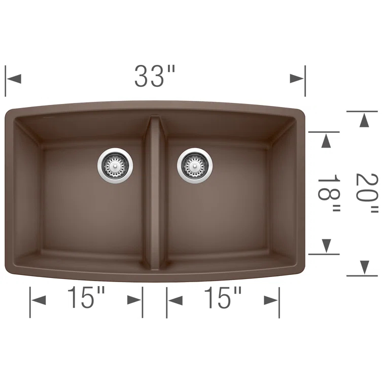 Performa SILGRANIT 33" L x 19" W Double Bowl Undermount Kitchen Sink