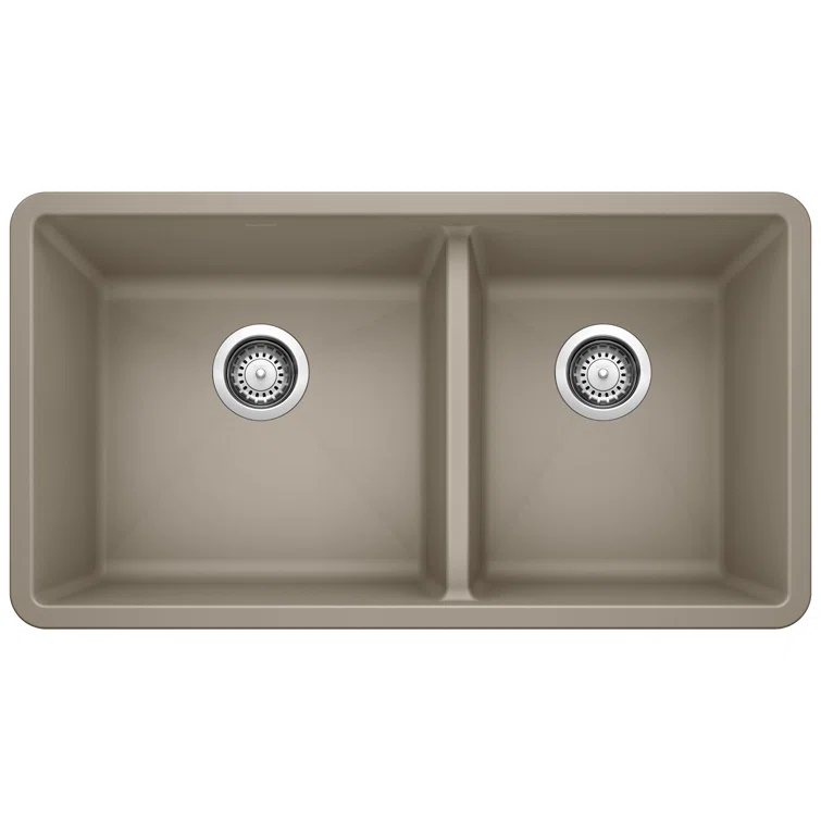 Precis SILGRANIT 33" L X 18" W Double Bowl Undermount Kitchen Sink