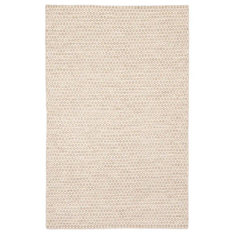 Ivory and Beige Wool Trellis Flatwoven 10' x 14' Area Rug
