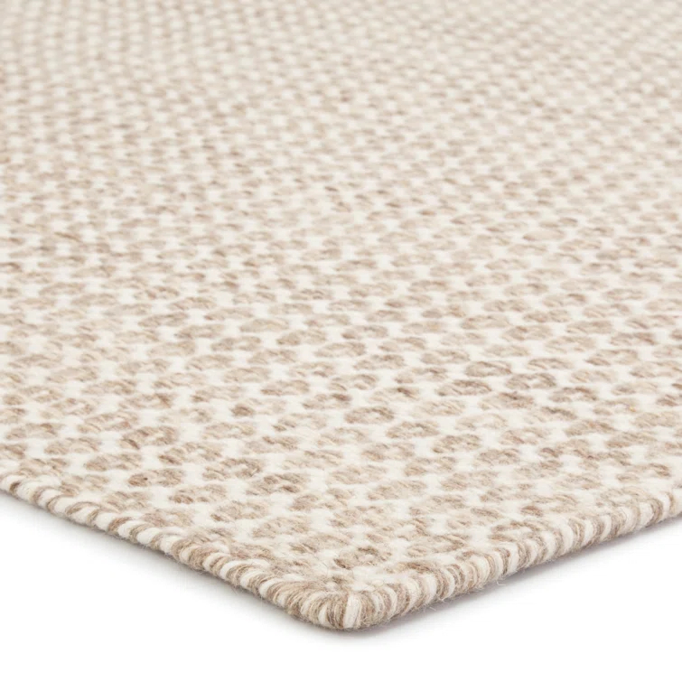 Ivory and Beige Wool Trellis Flatwoven 10' x 14' Area Rug