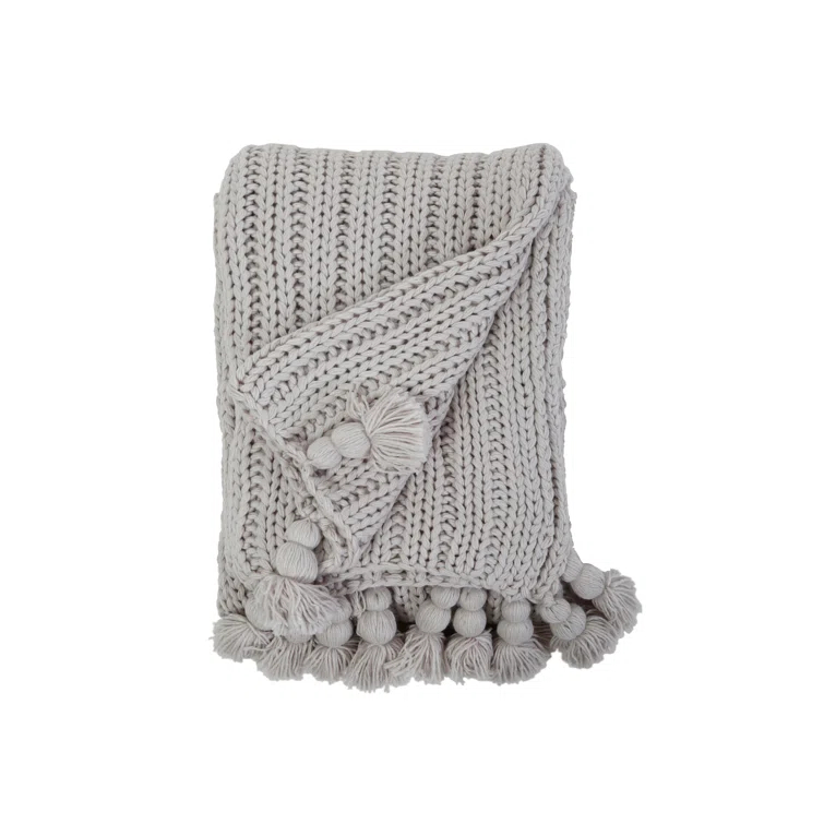 Anacapa Oversized Throw by Pom Pom at Home - Light Gray