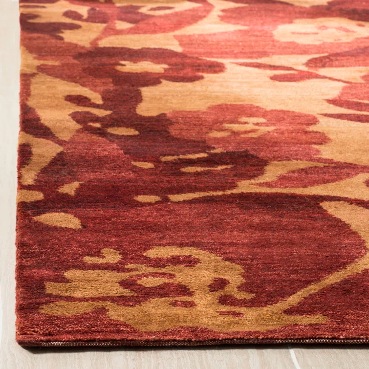 Hand-Knotted Geometric Red Wool 6' x 9' Area Rug