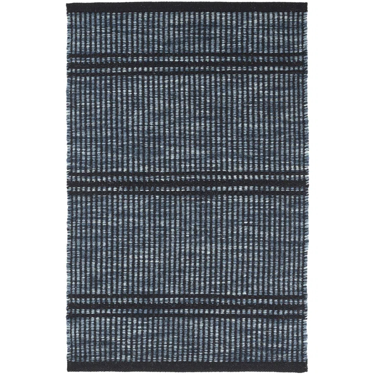 Malta Striped Handmade Handwoven Navy/Black Area Rug