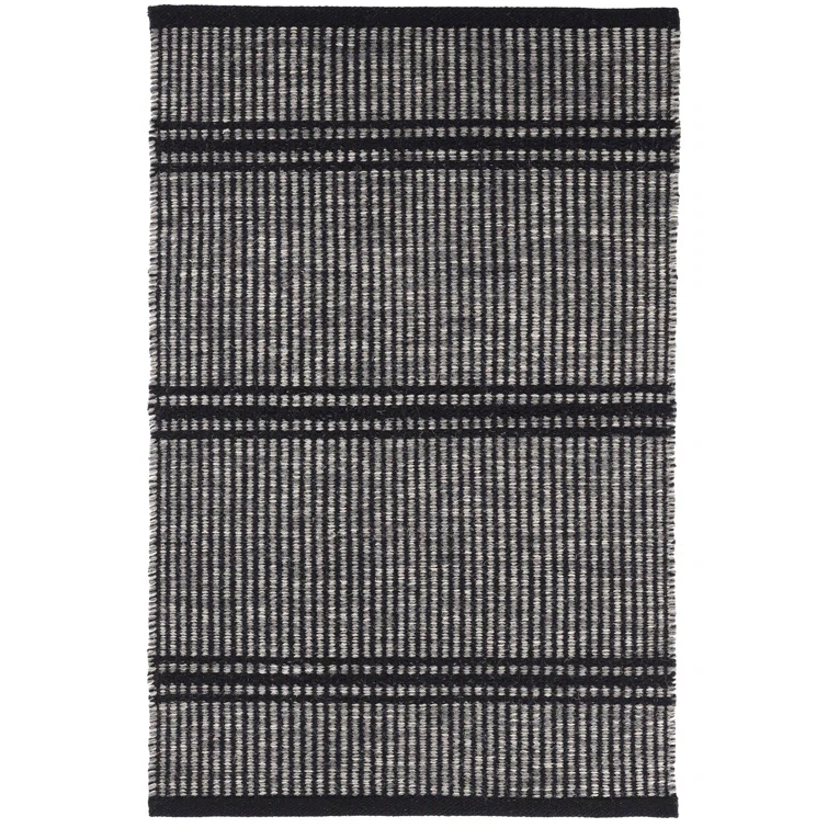 Malta Black Handwoven Wool Rug