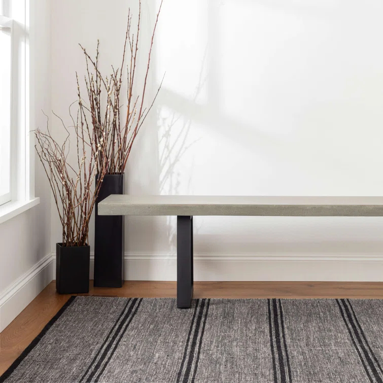 Malta Black Handwoven Wool Rug
