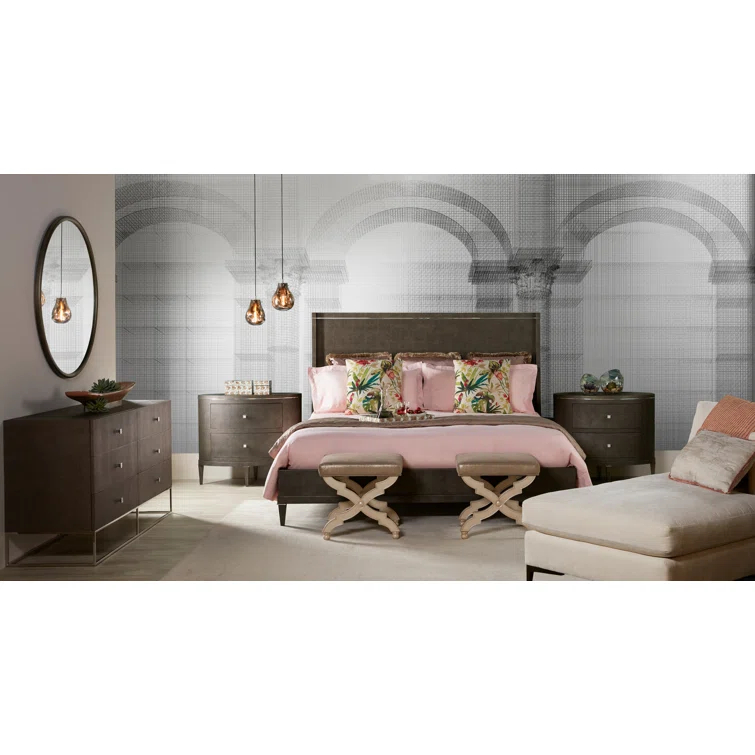 Theodore Alexander TA Studio Leather Wingback Bed