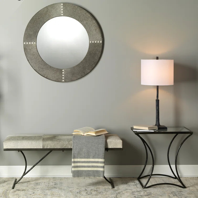 Humble Charcoal Textured Polyresin Desk Lamp with White Linen Shade