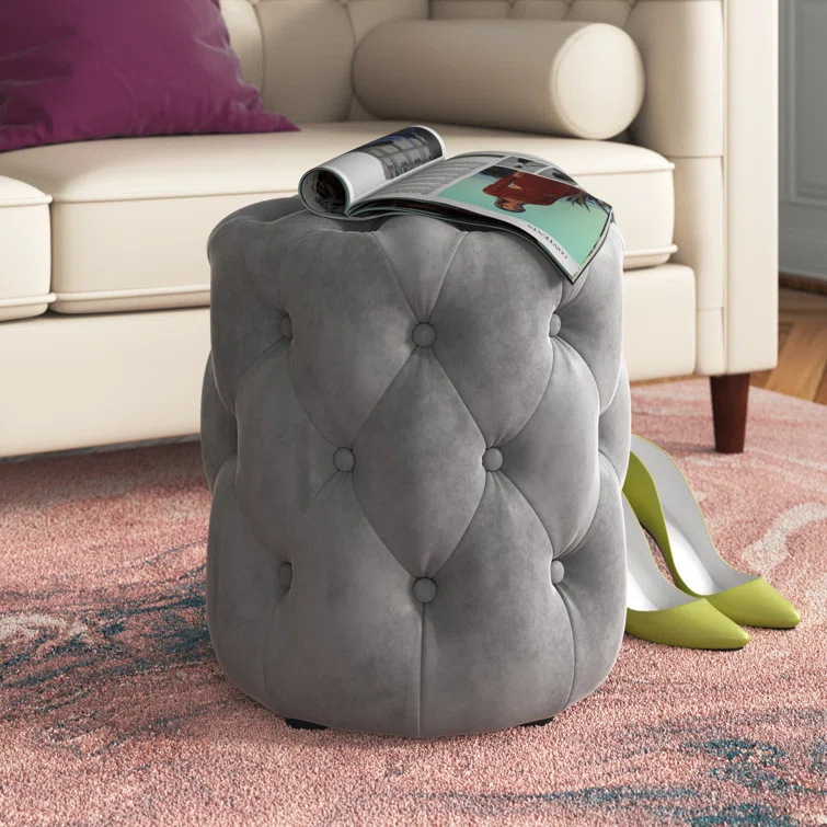 Modway Amour Tufted Button Round Performance Velvet Ottoman