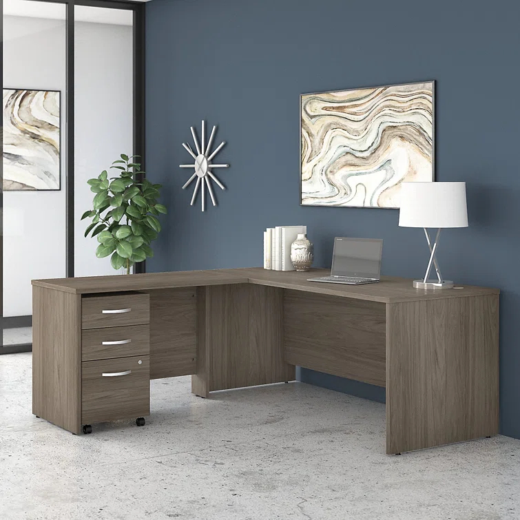 Bush Business Furniture Studio C L Shaped Desk with Mobile File Cabinet and Return