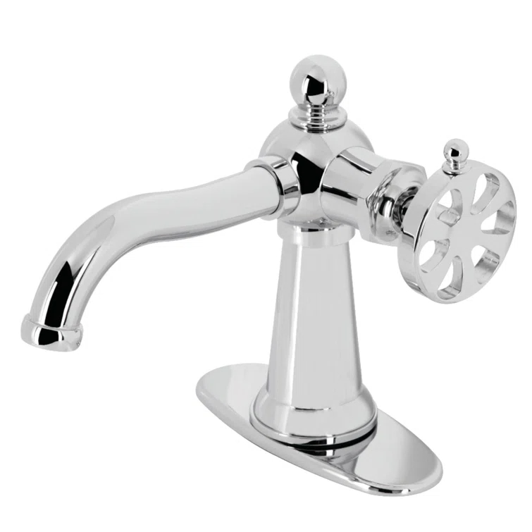 Kingston Brass Belknap Single-Handle 1-Hole Deck Mount Bathroom Faucet with Push Pop-Up and Deck Plate