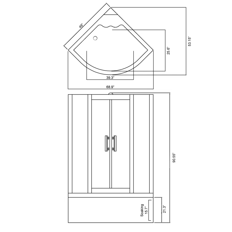Milan 49'' x 49'' Bathtub with Faucet
