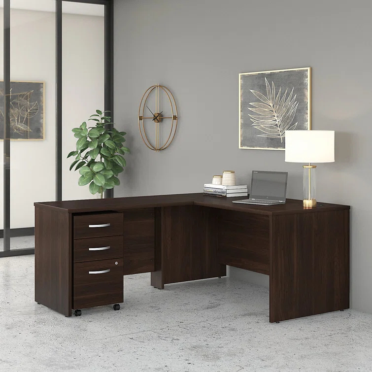Bush Business Furniture Studio C L Shaped Desk with Mobile File Cabinet and Return