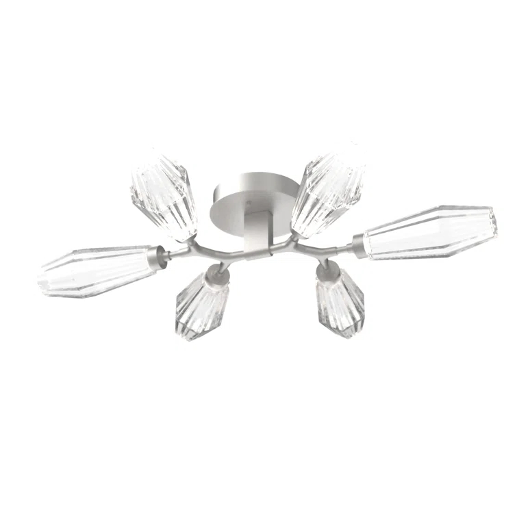 Modern Silver Glass 6-Light LED Drum Flush Mount