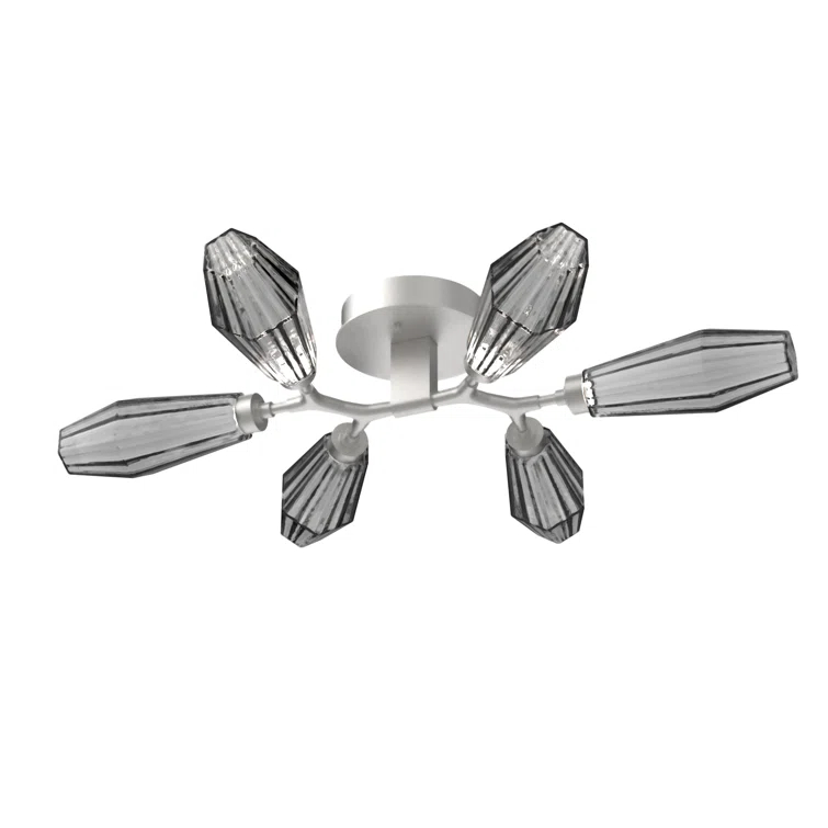 Modern Silver Glass 6-Light LED Drum Flush Mount