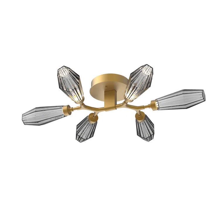 Aalto Geometric Brass & Glass 30.6" LED Flush Mount Ceiling Light