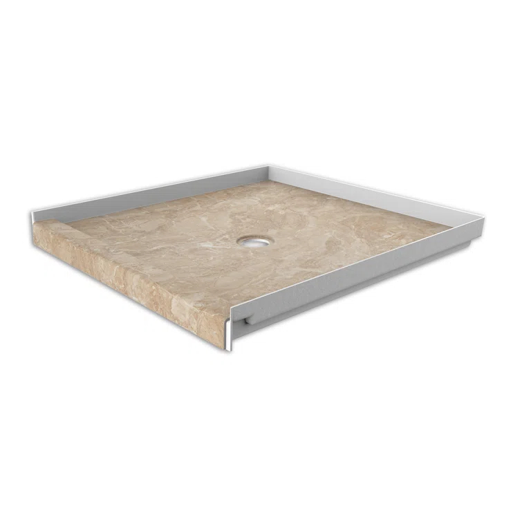 FlexStone 36"L x 36"W Single Threshold Alcove Shower Base with Center Drain