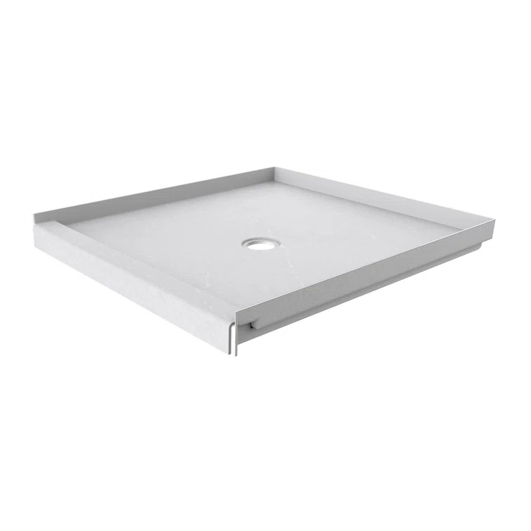 FlexStone 36"L x 36"W Single Threshold Alcove Shower Base with Center Drain