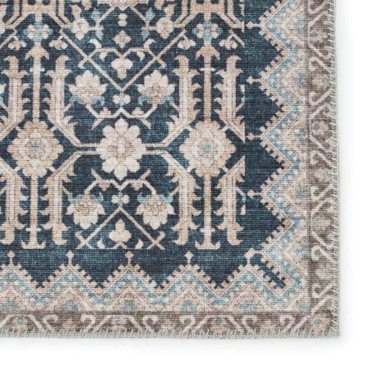 Dalia Machine Washable Performance Dark Blue/Tan Rug