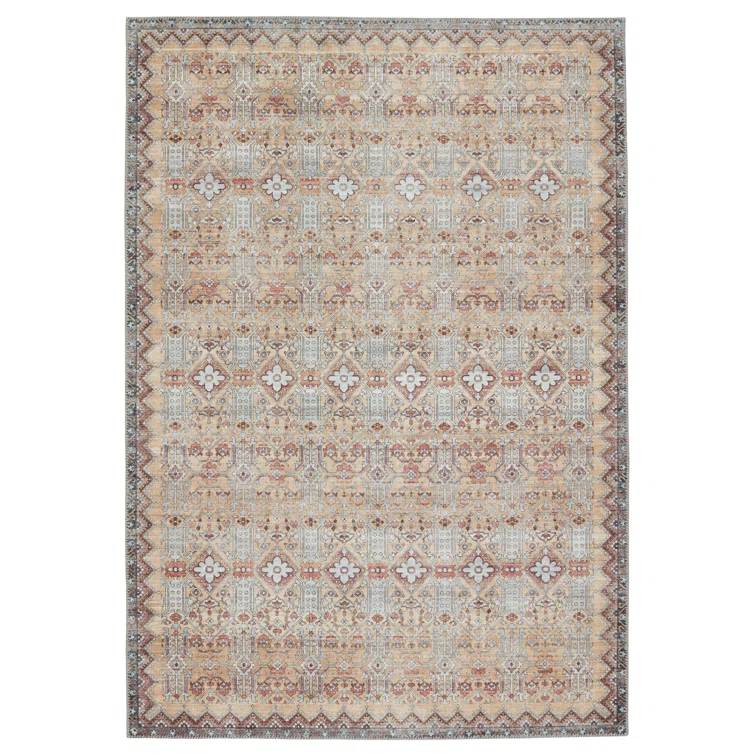 Dalia Machine Washable Performance Tan/Light Gray Rug