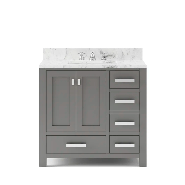 Madison 36 in. W x 21.5 in. D x 34 in. H Single Sink Bath Vanity in Cashmere Grey with Carrara White Marble Top