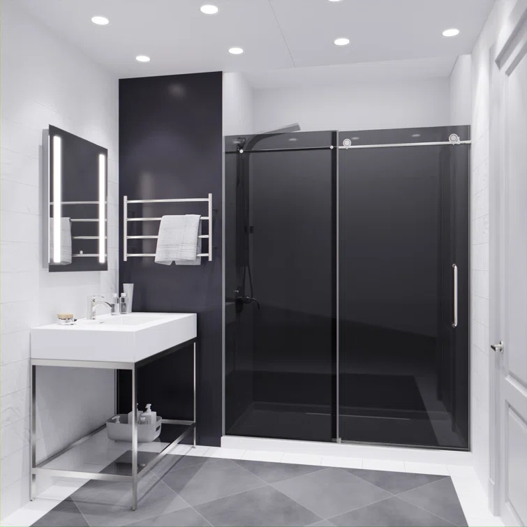 60” W x 76” H Sliding Frameless Shower Door
