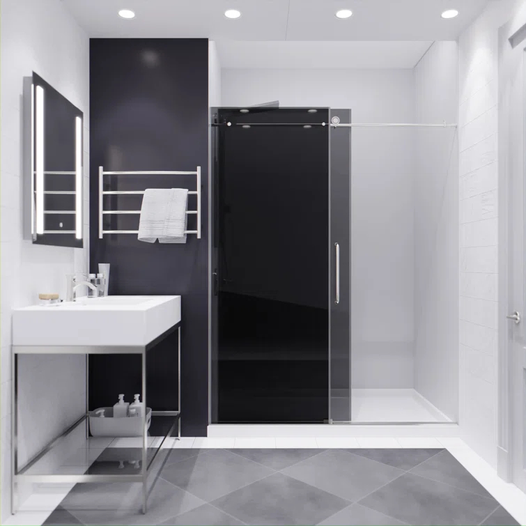 60” W x 76” H Sliding Frameless Shower Door
