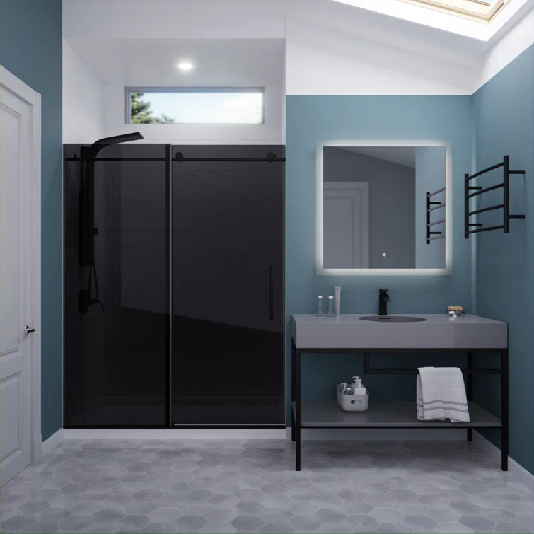 60” W x 76” H Sliding Frameless Shower Door
