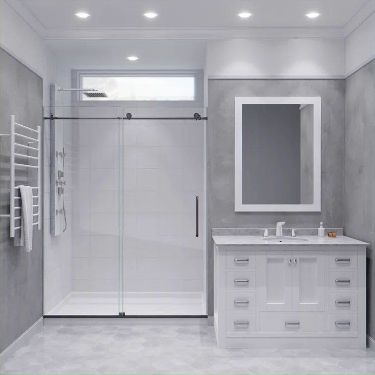 60” W x 76” H Sliding Frameless Shower Door