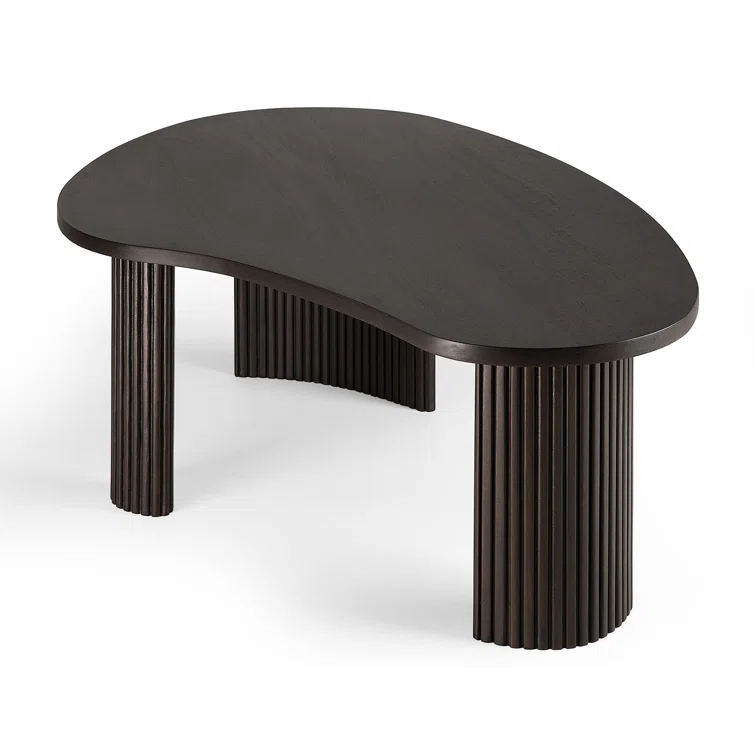 Mahogany Dark Brown Pebble-Shaped Coffee Table