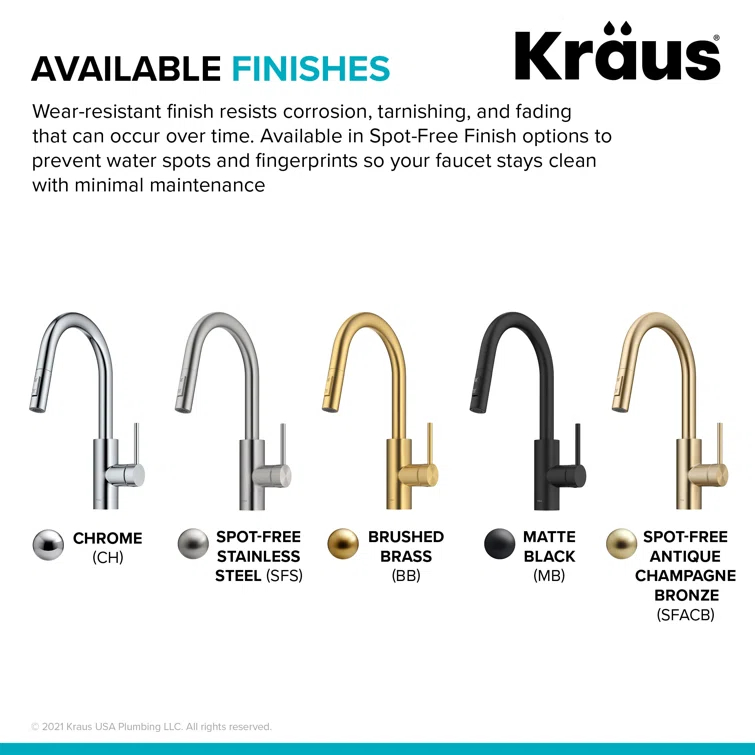 KRAUS Oletto Single Handle Pull Down Kitchen Faucet with QuickDock Top Mount Installation Assembly