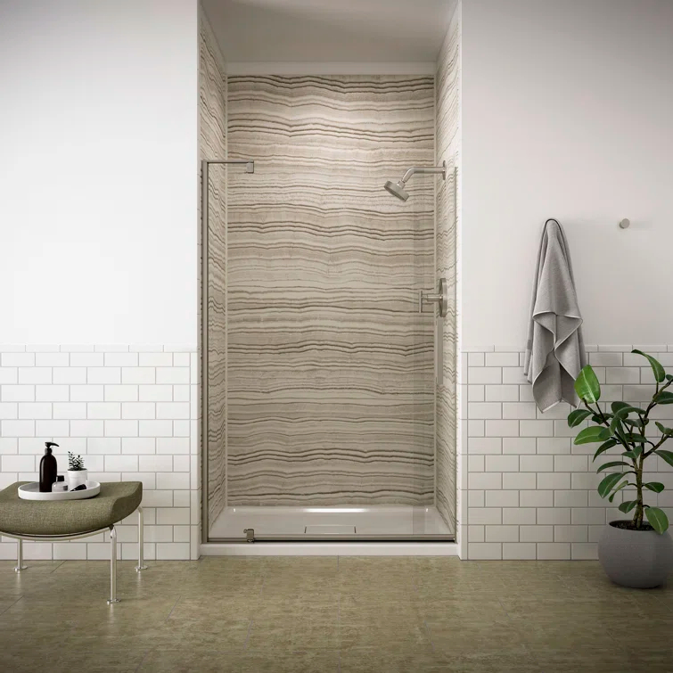 Revel 48'' x 70'' Pivot Shower Door with CleanCoat® Technology
