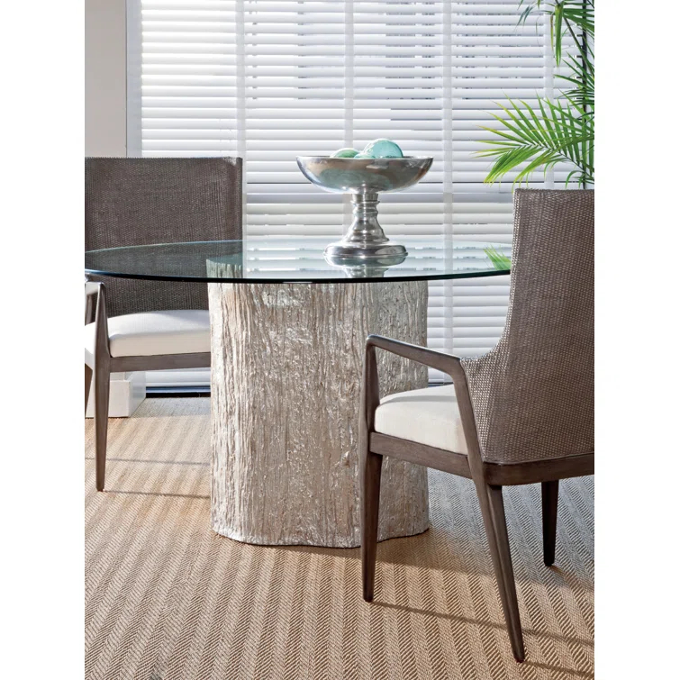 Signature Designs Trunk Segment Round Dining Table with Glass Top